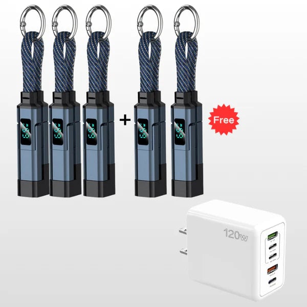 4-in-1 Digital Display Keychain Charging Cable