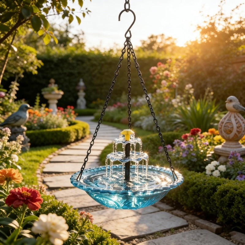 Solar Powered Hanging Bird Bath