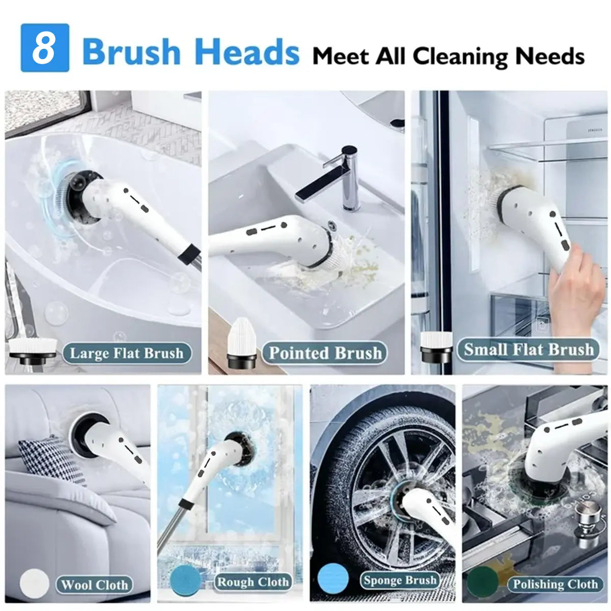 Cordless Electric Spin Scrubber — Rechargeable Power Cleaning, Handheld, Adjustable, Extendable, Multi-Surface