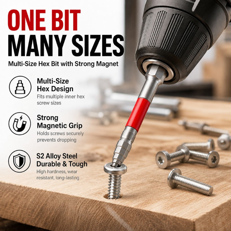 Multi-Size Stepped Hex Bit