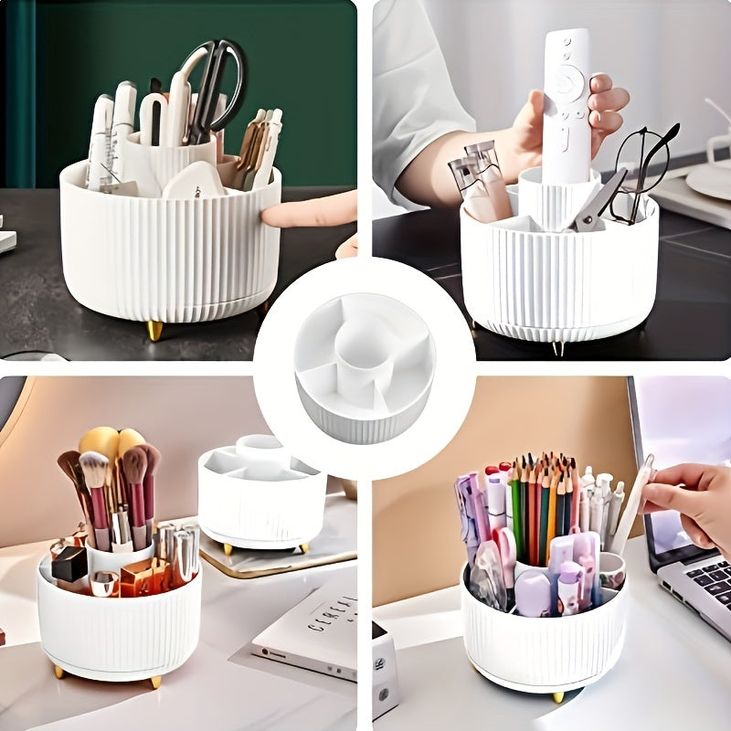 Satsus| GlamSpin – 360° Rotating Makeup & Desk Organiser with 5 Compartments