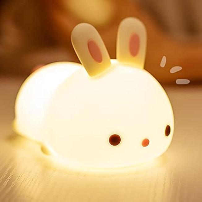 Satsus® Squishy Silicone Lazy Rabbit LED Night Light - Perfect Gift for Kids and Girls