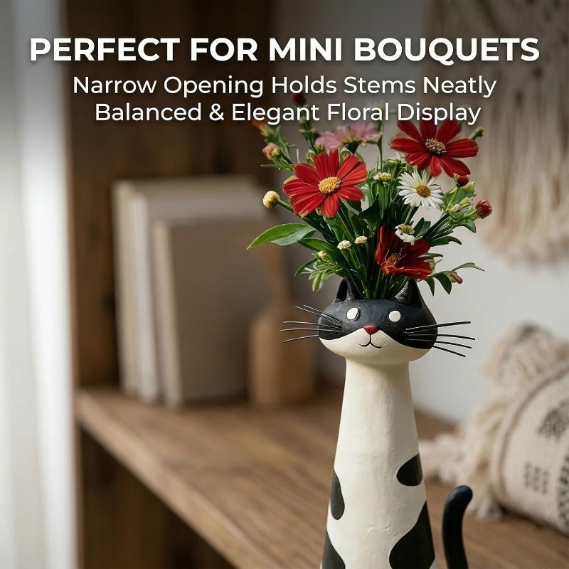 Whimsical Cat Bud Vase