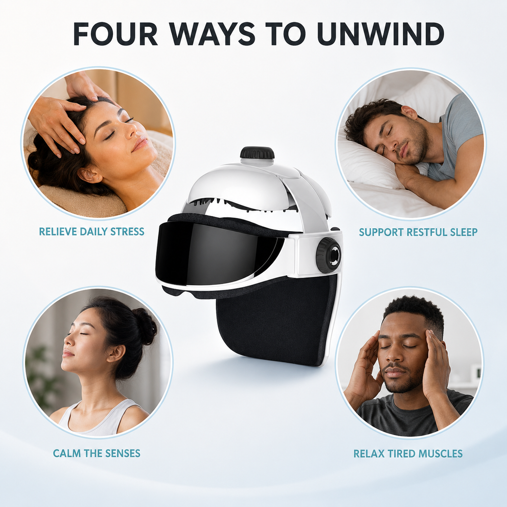 Chargeable Electric Heating Head Eye Massage Helmet