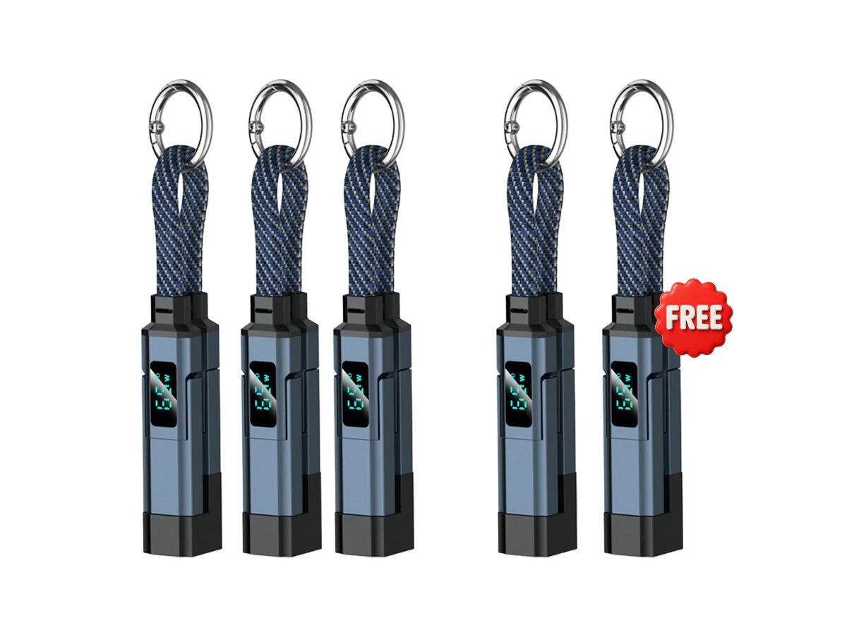 4-in-1 Digital Display Keychain Charging Cable