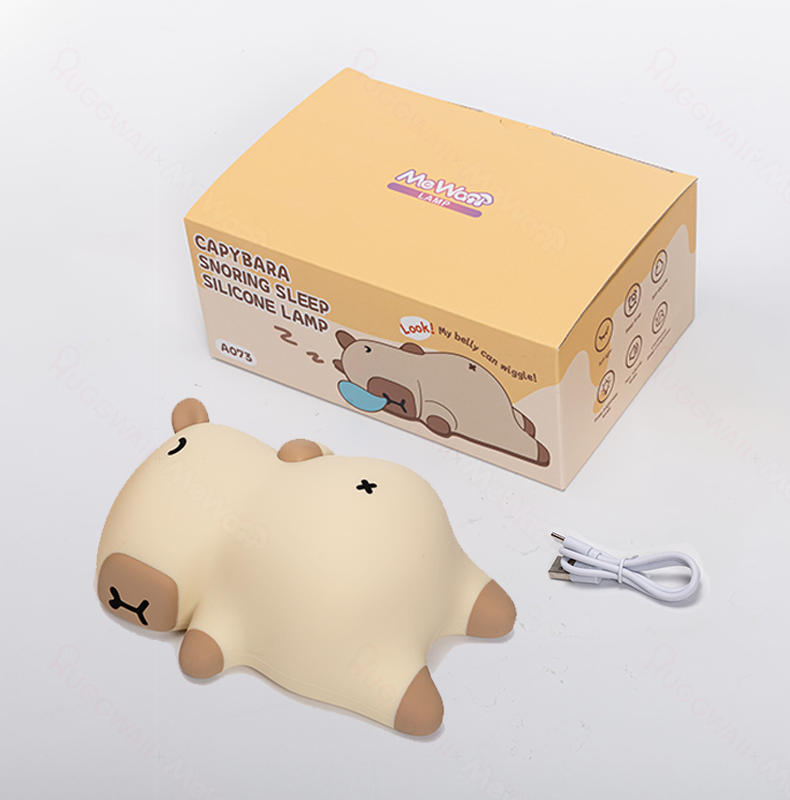 Satsus® Sleeping Capybara Breathing Squishy Silicone Companion Sound LED Night Light Perfect Gift