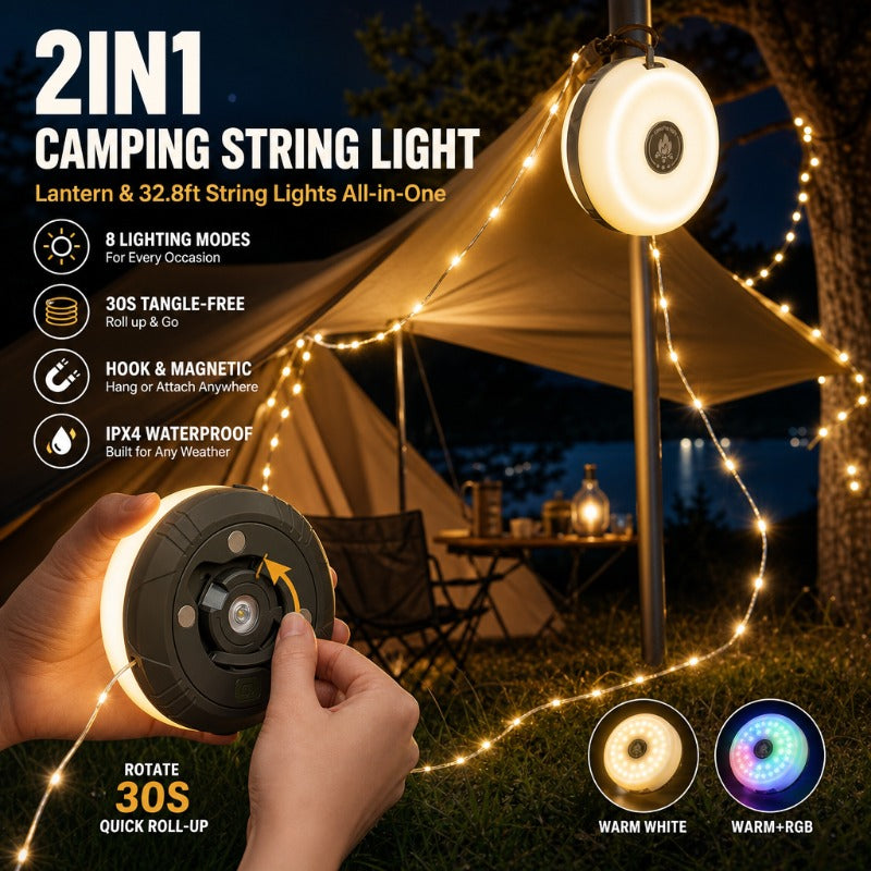2-in-1 Camping Lantern String Combo