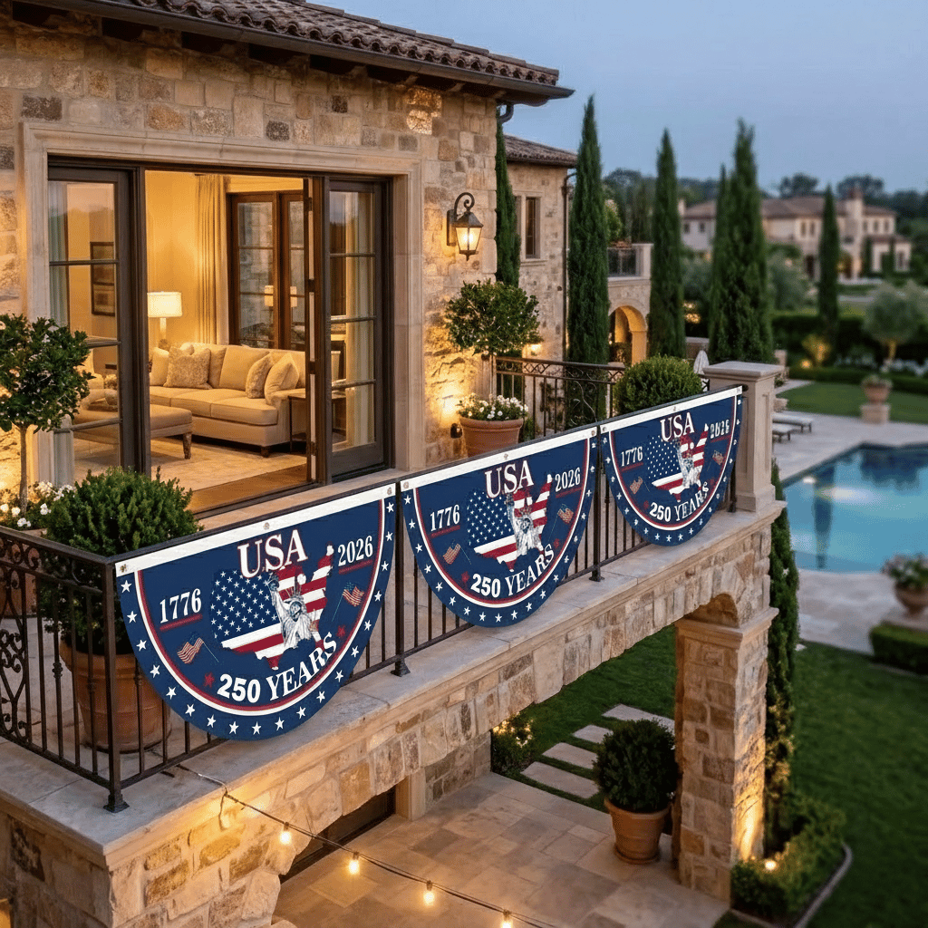 USA 250th Anniversary Flag Half Round Banner