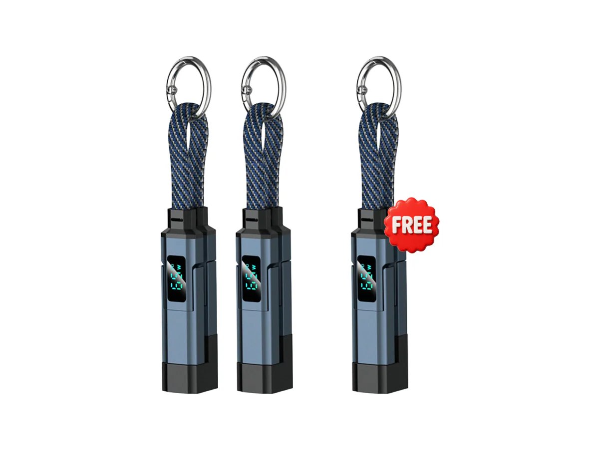 4-in-1 Digital Display Keychain Charging Cable