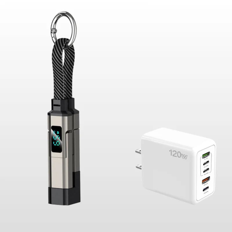 4-in-1 Digital Display Keychain Charging Cable
