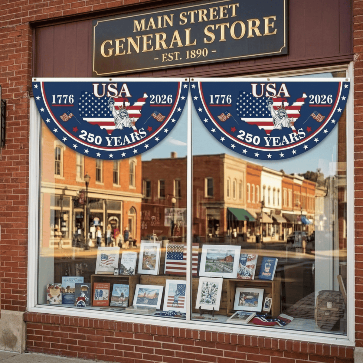 USA 250th Anniversary Flag Half Round Banner