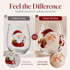 Raised 3D Christmas Art Glass Cup