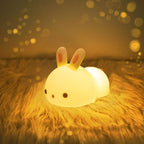 Satsus® Squishy Silicone Lazy Rabbit LED Night Light - Perfect Gift for Kids and Girls