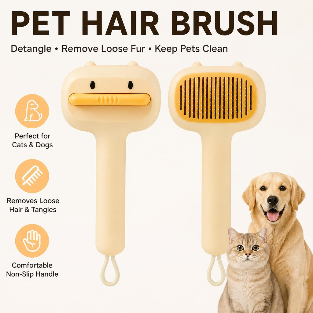 Satsus Duck Brush — Self-Cleaning Slicker for Cats & Dogs