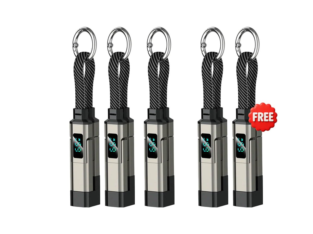 4-in-1 Digital Display Keychain Charging Cable