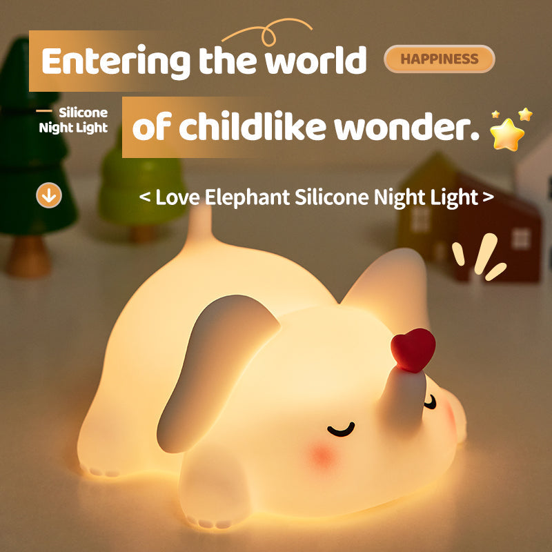 Satsus® Squishy Silicone Love Elephant LED Night Light - Perfect Gift for Kids and Girls