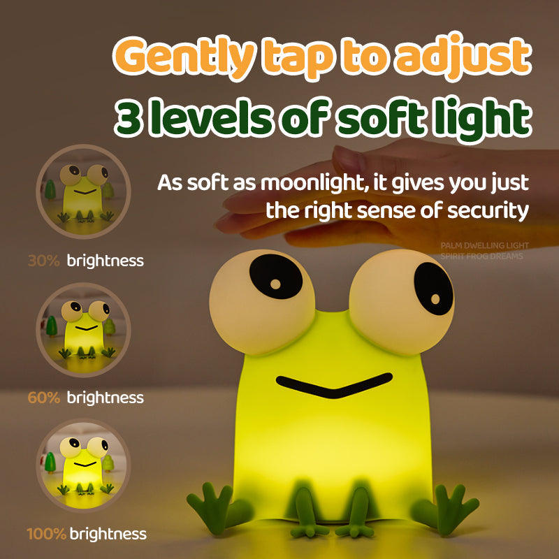 Satsus® Frog Big-Eyed Adorable Small Silicone Squishy Night Light Perfect Gift