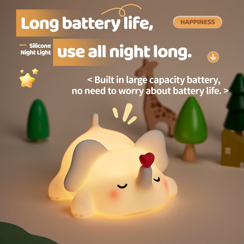 Satsus® Squishy Silicone Love Elephant LED Night Light - Perfect Gift for Kids and Girls