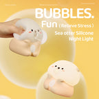 Satsus® Otter Bubble Blowing Baby Squishy Silicone Night Light Soft Glow Adorable Funny Perfect for Gift