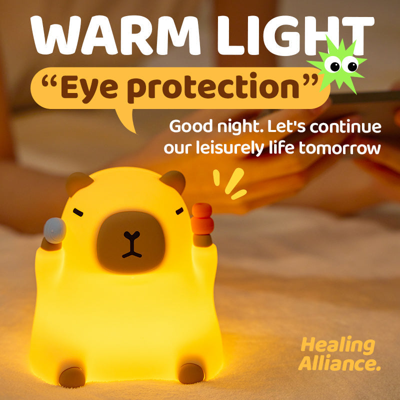 Satsus® Capybara Funny Sitting Silicone Squishy Night Light Perfect Gift