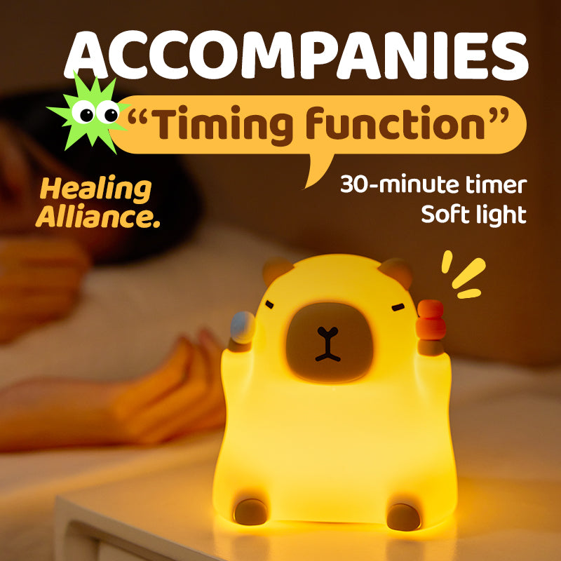 Satsus® Capybara Funny Sitting Silicone Squishy Night Light Perfect Gift