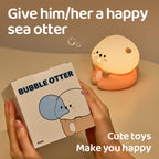 Satsus® Otter Bubble Blowing Baby Squishy Silicone Night Light Soft Glow Adorable Funny Perfect for Gift