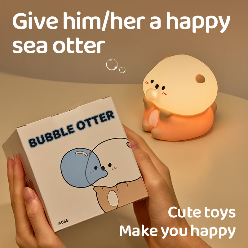 Satsus® Otter Bubble Blowing Baby Squishy Silicone Night Light Soft Glow Adorable Funny Perfect for Gift
