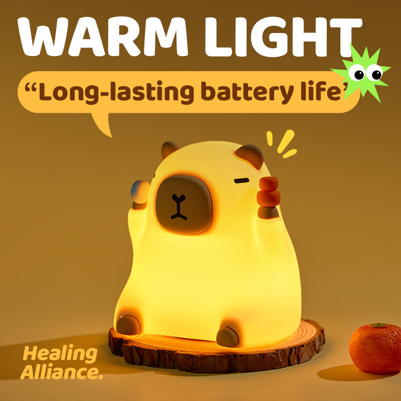 Satsus® Capybara Funny Sitting Silicone Squishy Night Light Perfect Gift
