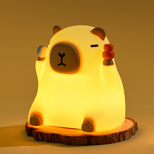Satsus® Capybara Funny Sitting Silicone Squishy Night Light Perfect Gift