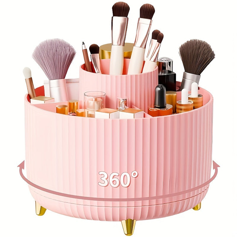 Satsus| GlamSpin – 360° Rotating Makeup & Desk Organiser with 5 Compartments