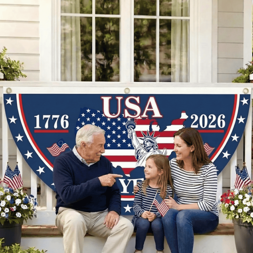 USA 250th Anniversary Flag Half Round Banner