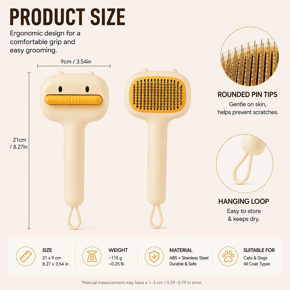 Satsus Duck Brush — Self-Cleaning Slicker for Cats & Dogs