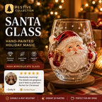 Raised 3D Christmas Art Glass Cup