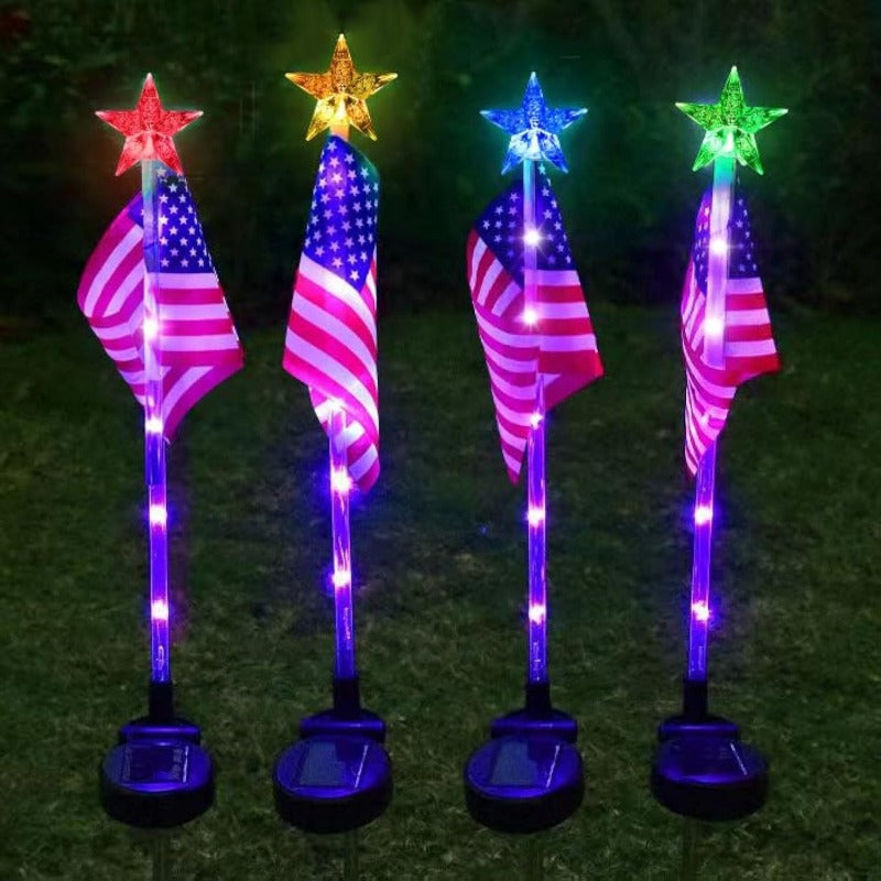 Solar American Flag Lights