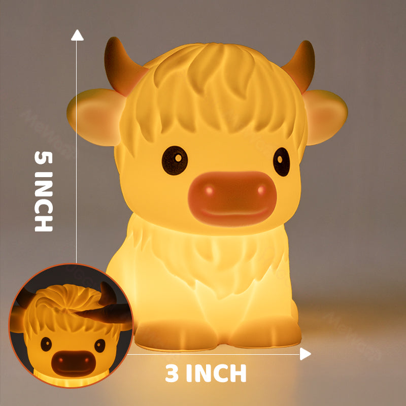 Satsus® Highland Cow Silicone Squishy LED Night Light - Perfect Gift for Kids and Girls
