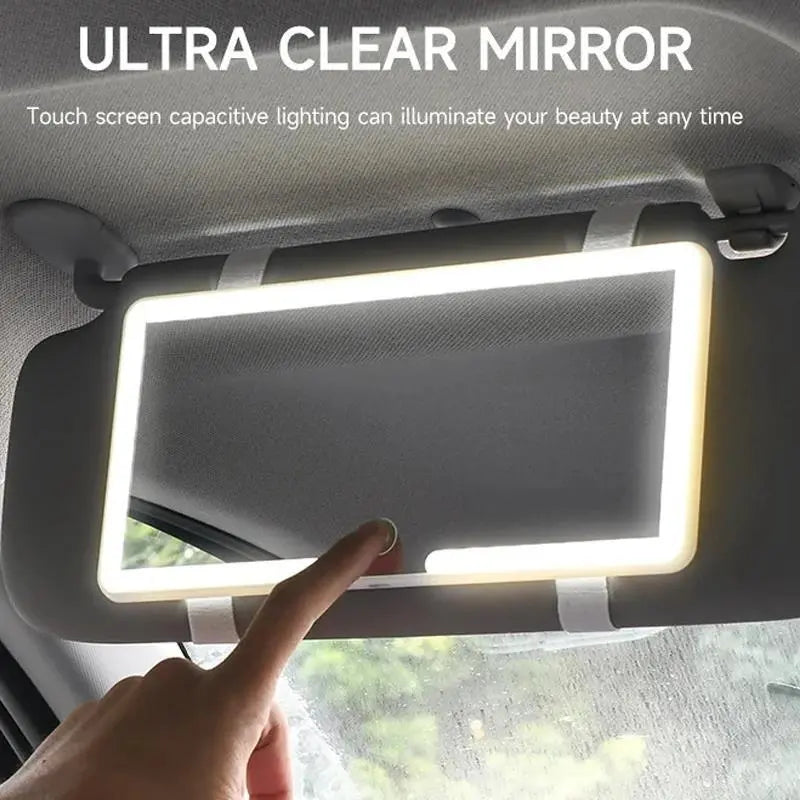 LED Car Sun Visor Mirror Light — Dimmable, Rechargeable, Touch Control, Portable, Universal Fit, USB Powered