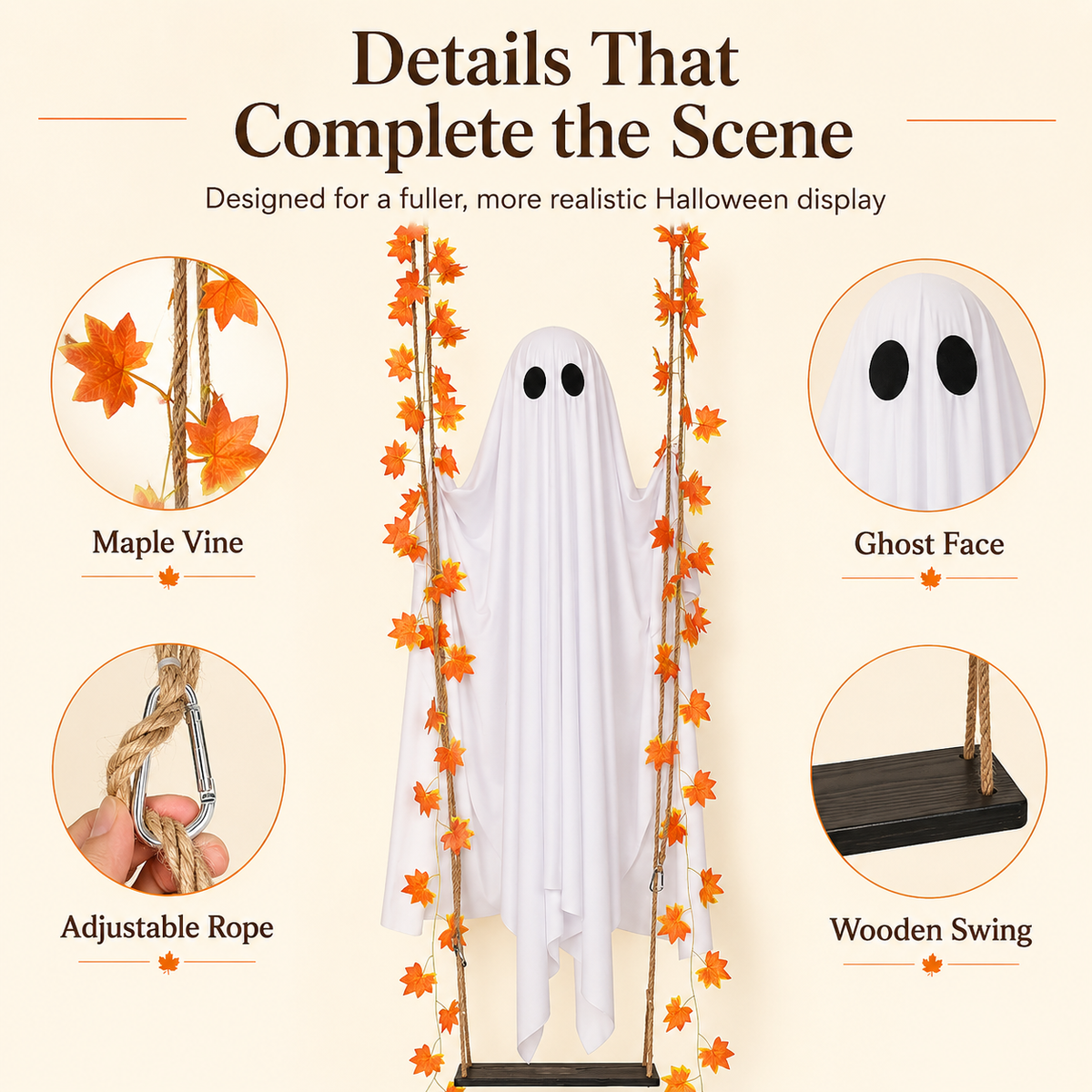 Swinging Ghost – Light-Up Halloween Porch Decor