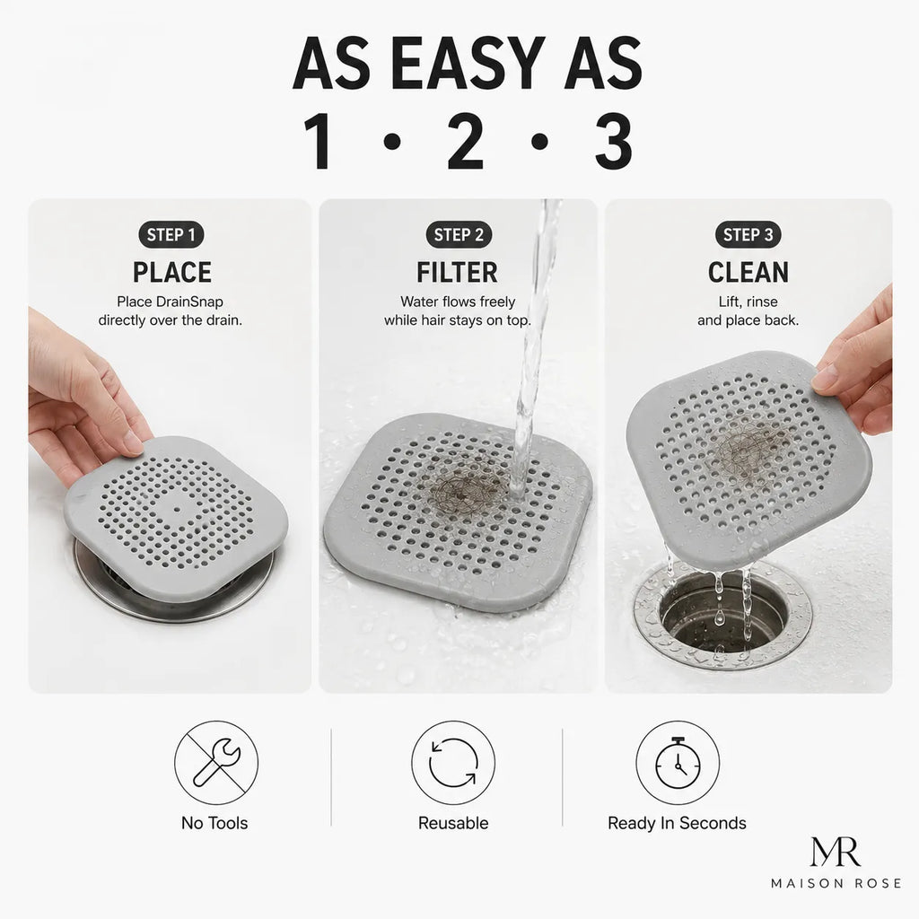 DrainSnap – Universal Silicone Hair Catcher & Drain Filter