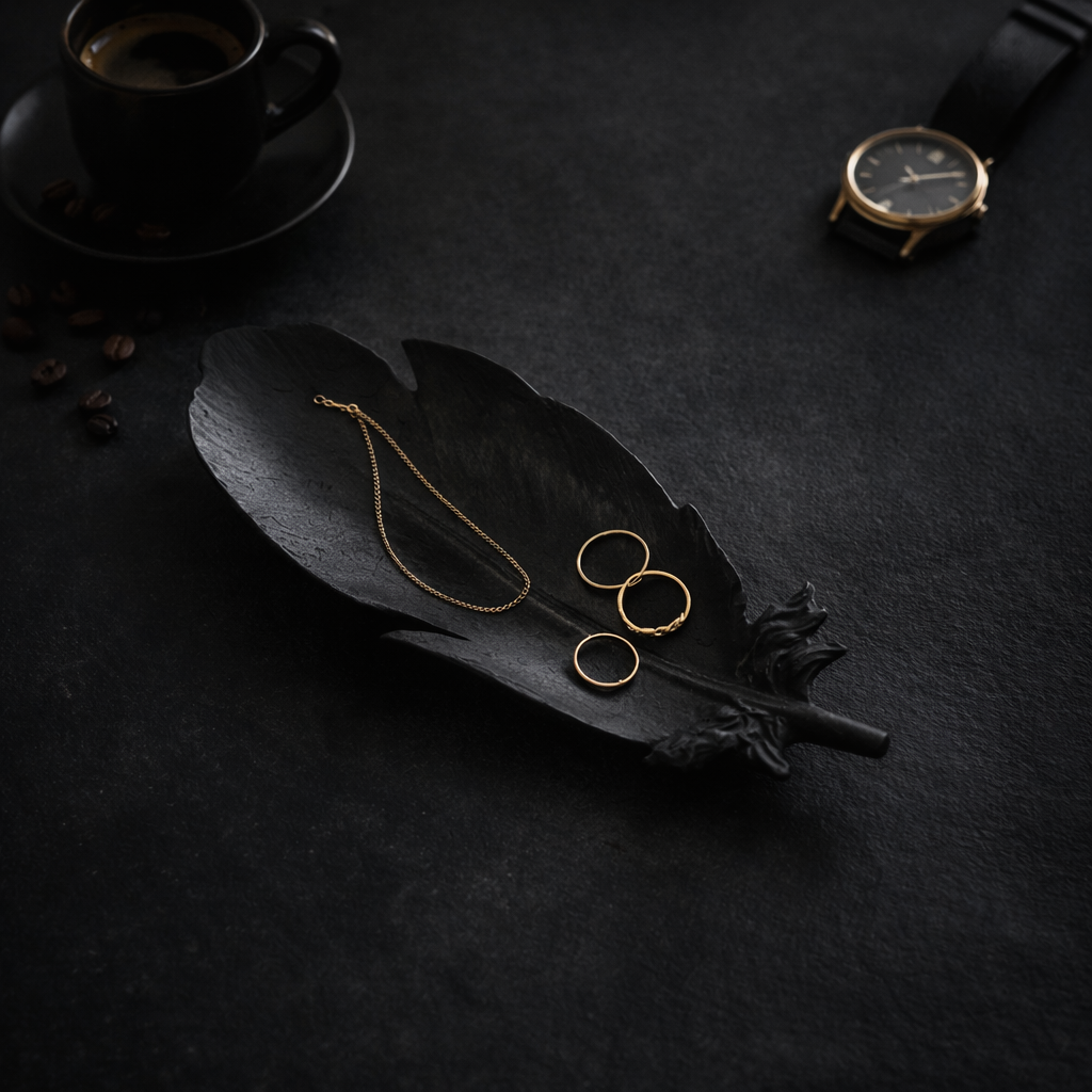 Feather-Shaped Concrete Jewelry Tray