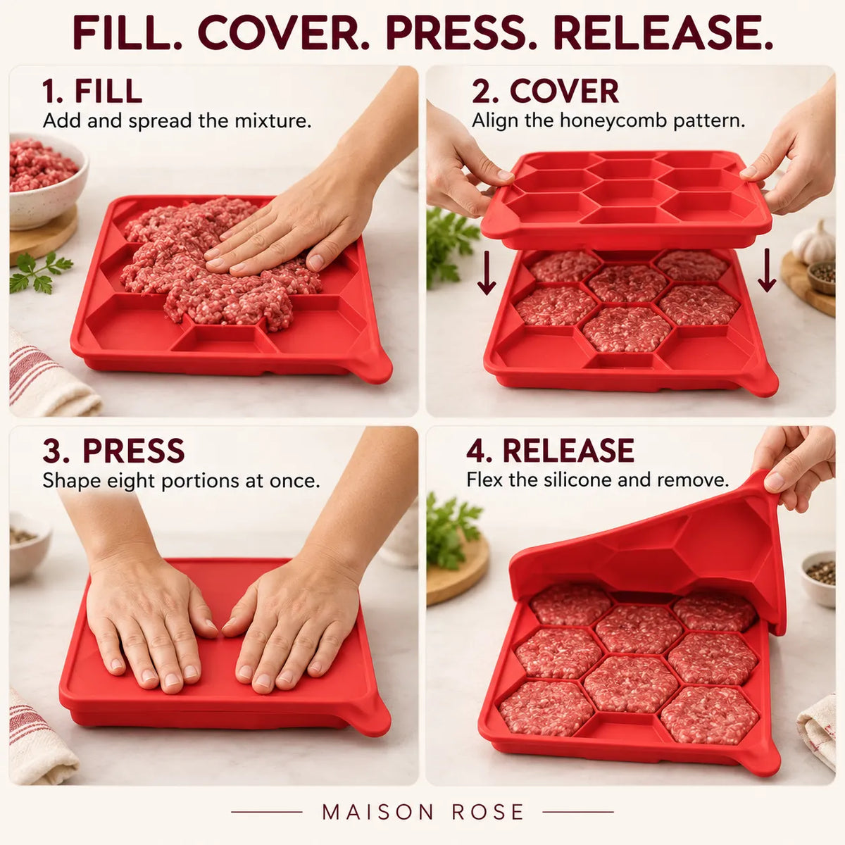 PattyPrep – Silicone Burger Patty Mold
