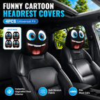 Funny Cartoon Car Headrest Covers – 2PCS Universal Fit