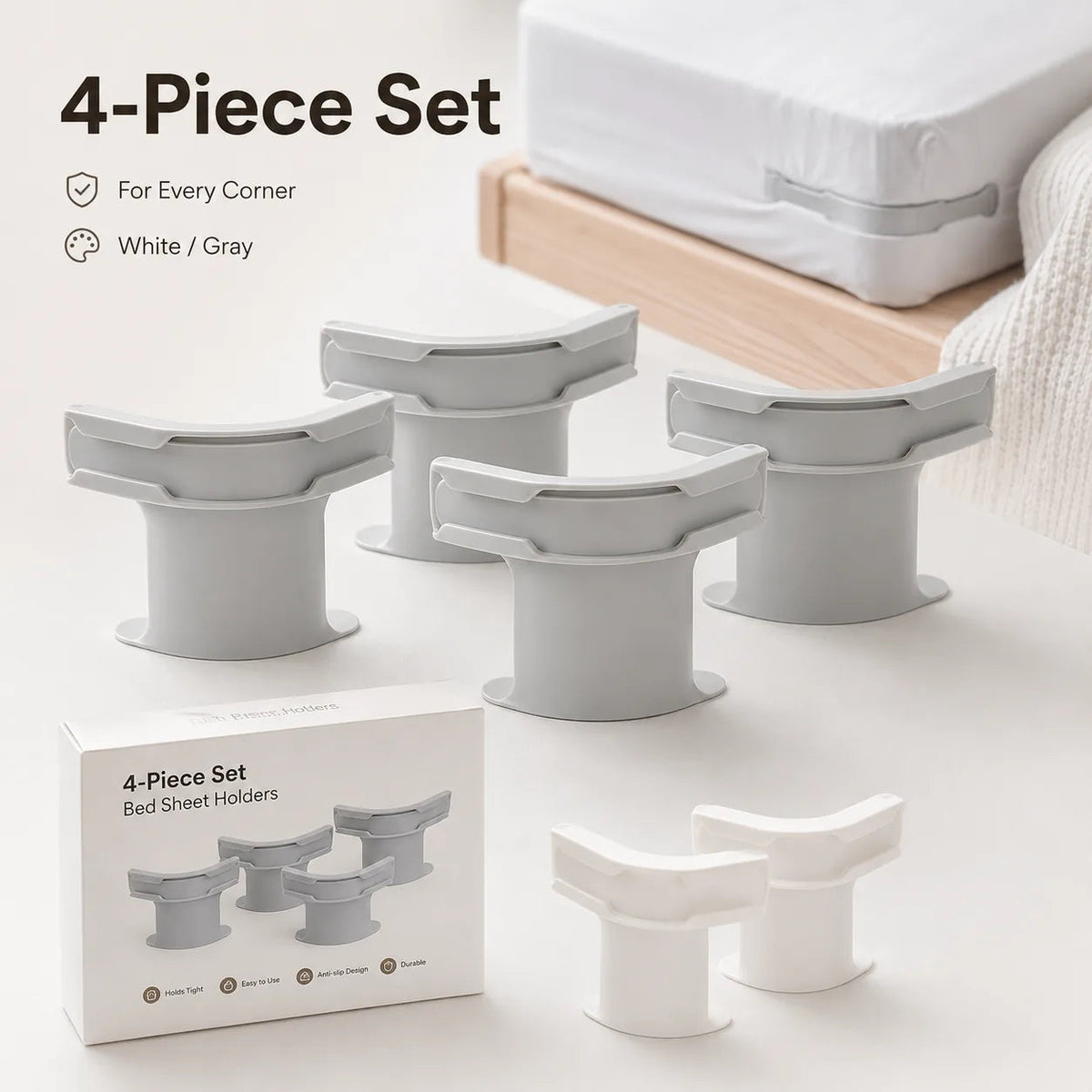 Secure Fit Sheet Holders – Wrinkle-Free. Slip-Free Bed