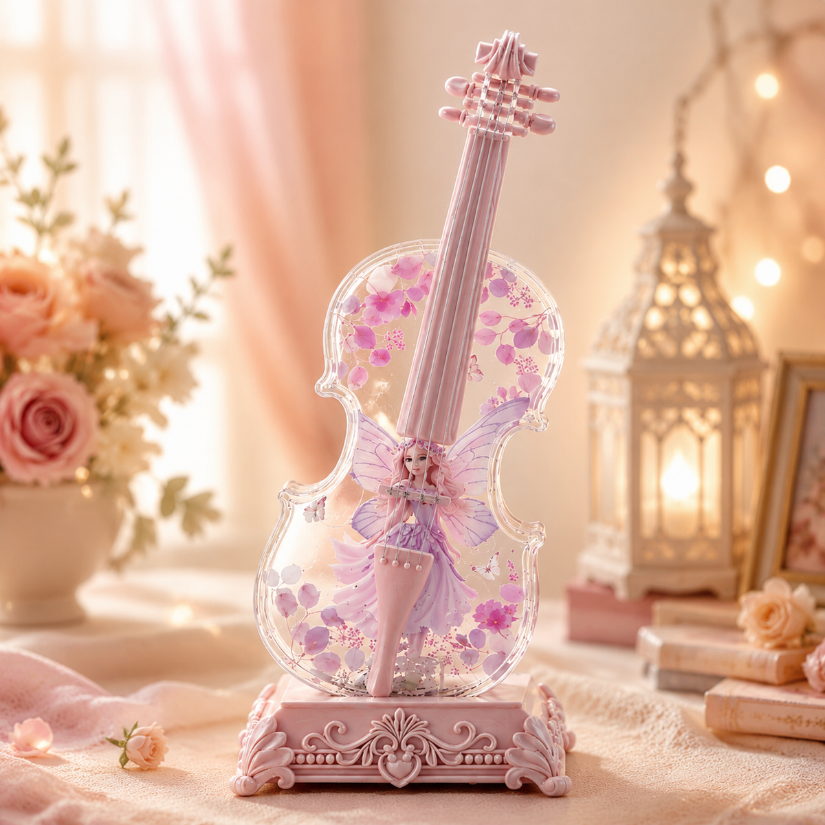 Crystal Violin Music Box – Bluetooth Speaker With Dream Light & Snow Effect