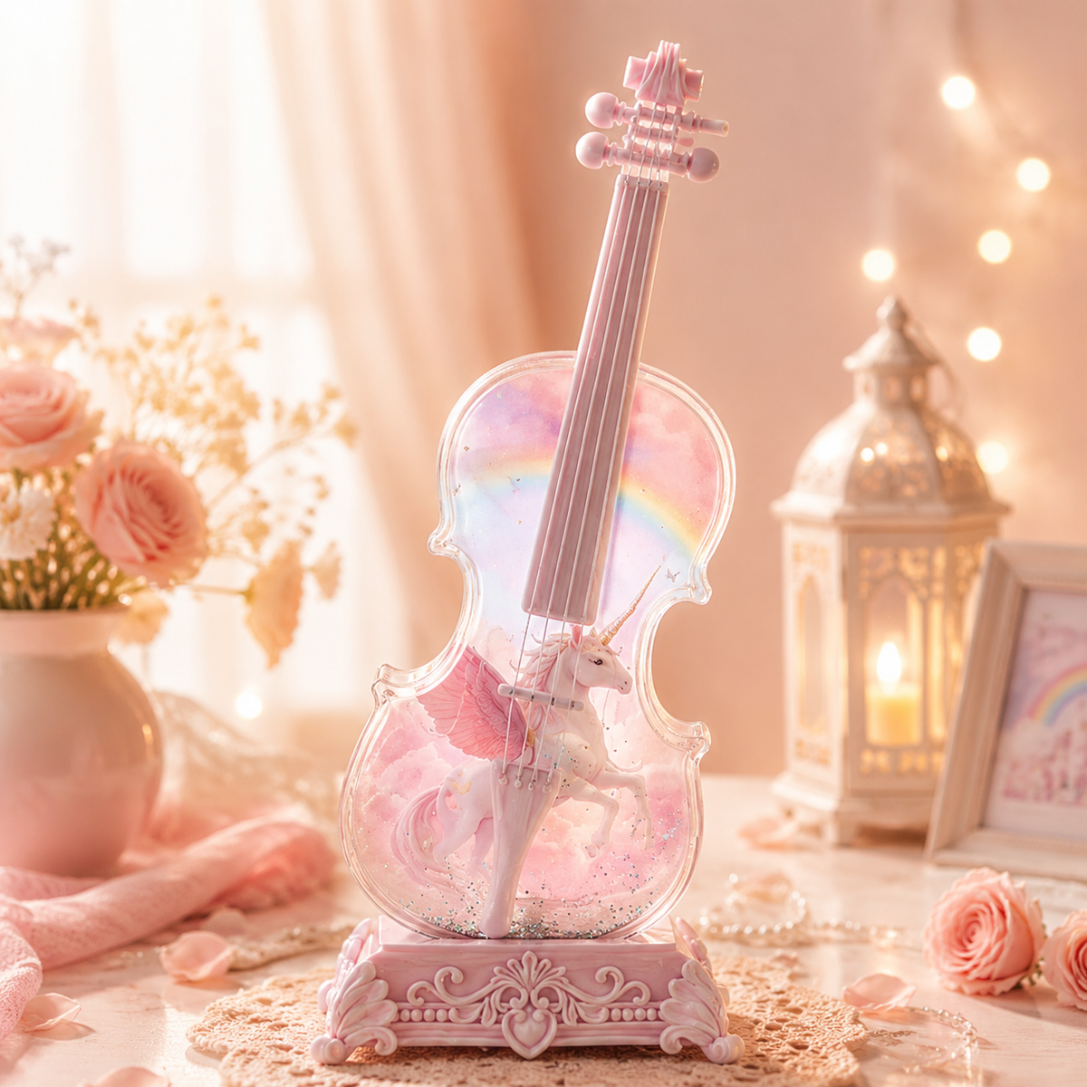 Crystal Violin Music Box – Bluetooth Speaker With Dream Light & Snow Effect