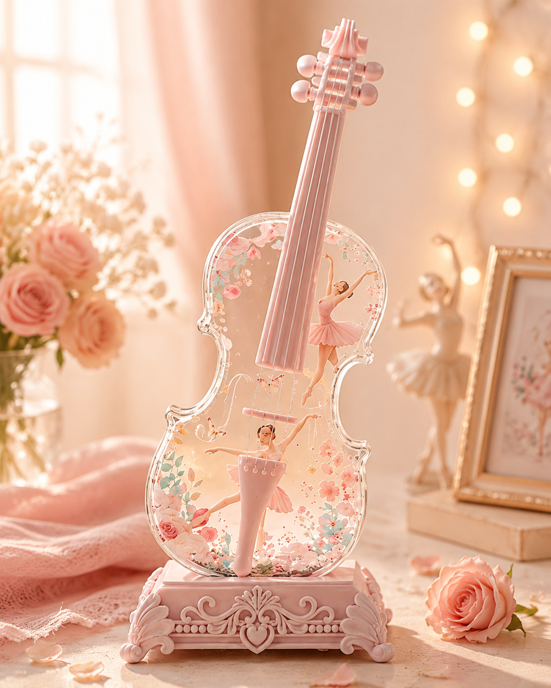 Crystal Violin Music Box – Bluetooth Speaker With Dream Light & Snow Effect