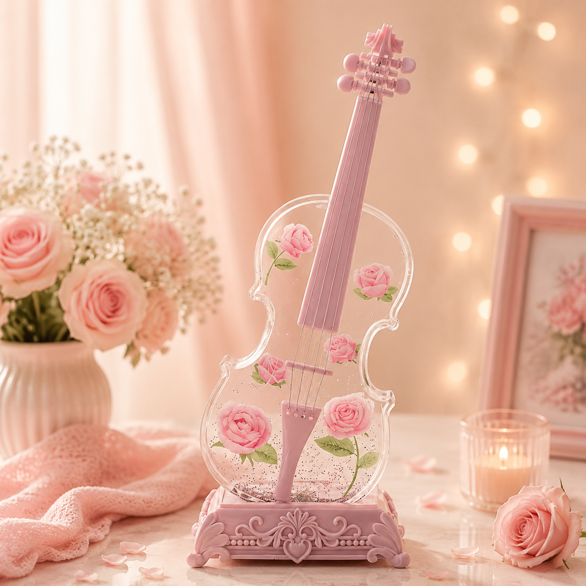 Crystal Violin Music Box – Bluetooth Speaker With Dream Light & Snow Effect