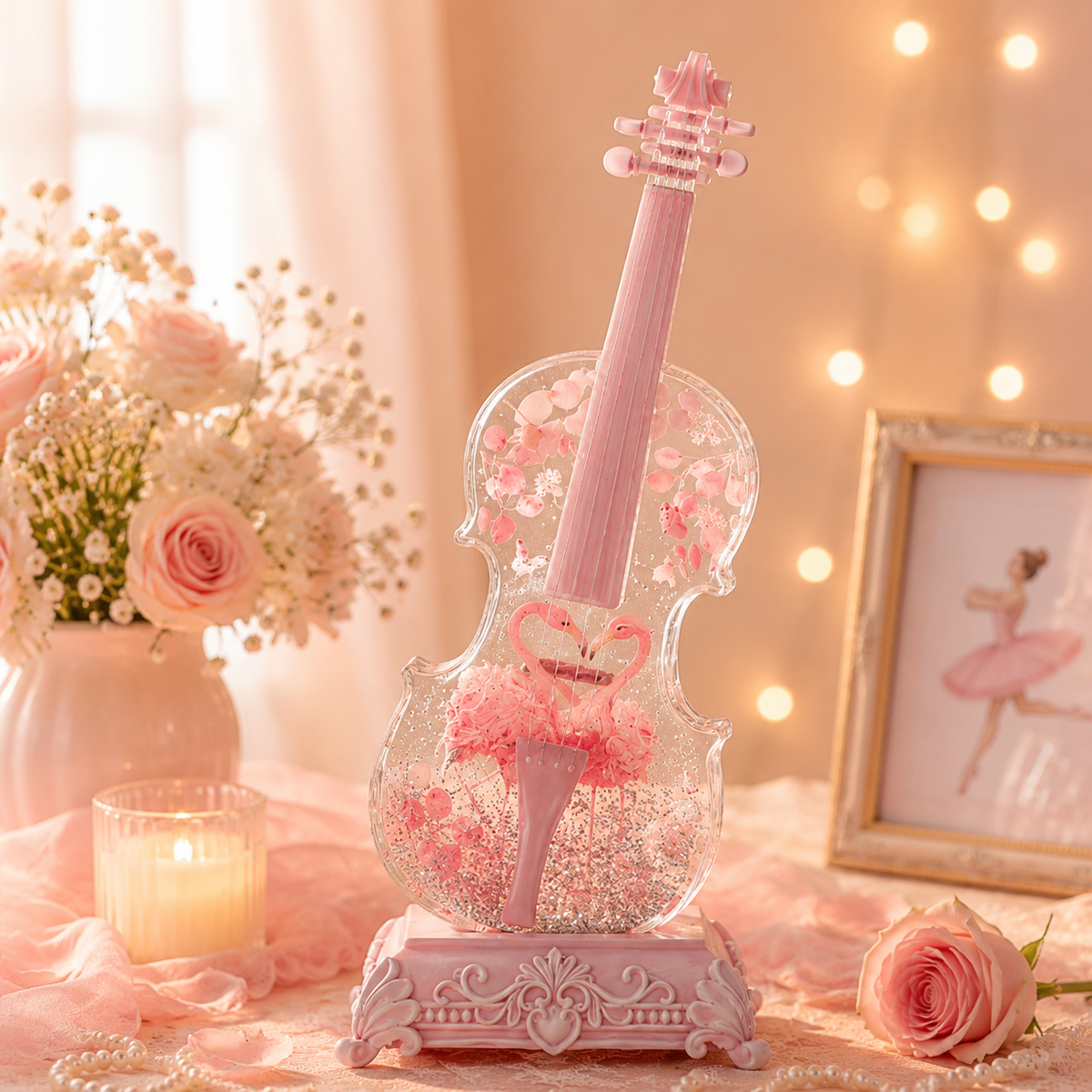 Crystal Violin Music Box – Bluetooth Speaker With Dream Light & Snow Effect