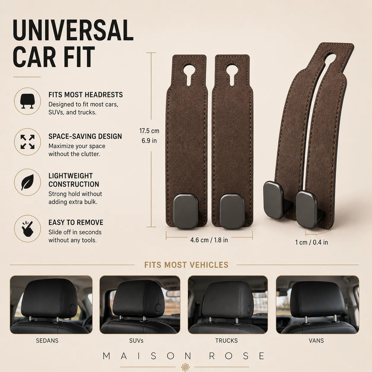 Velvet Hook – Car Seat Organizer Hooks