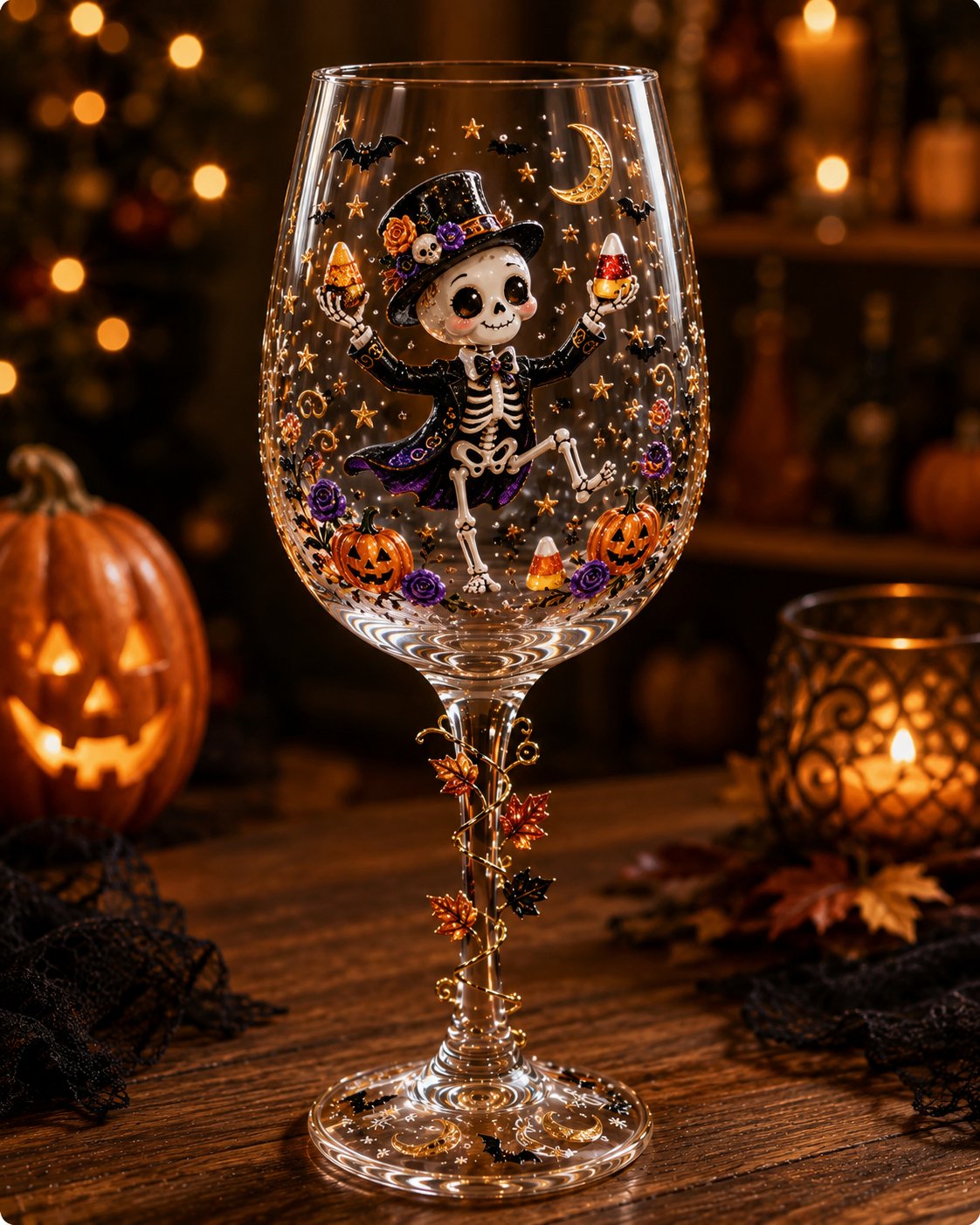 Halloween 3D Stemmed Wine Goblet
