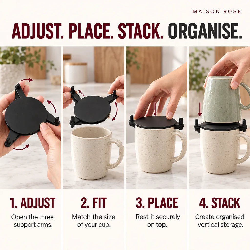 MugNest – Adjustable Cup Stacking Organizer